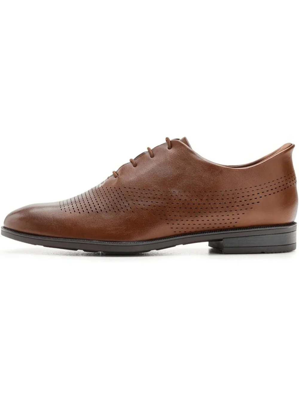 Marc Joseph Men's Brown Faux Leather Closed Toe Casual Oxford Block Heel Shoes